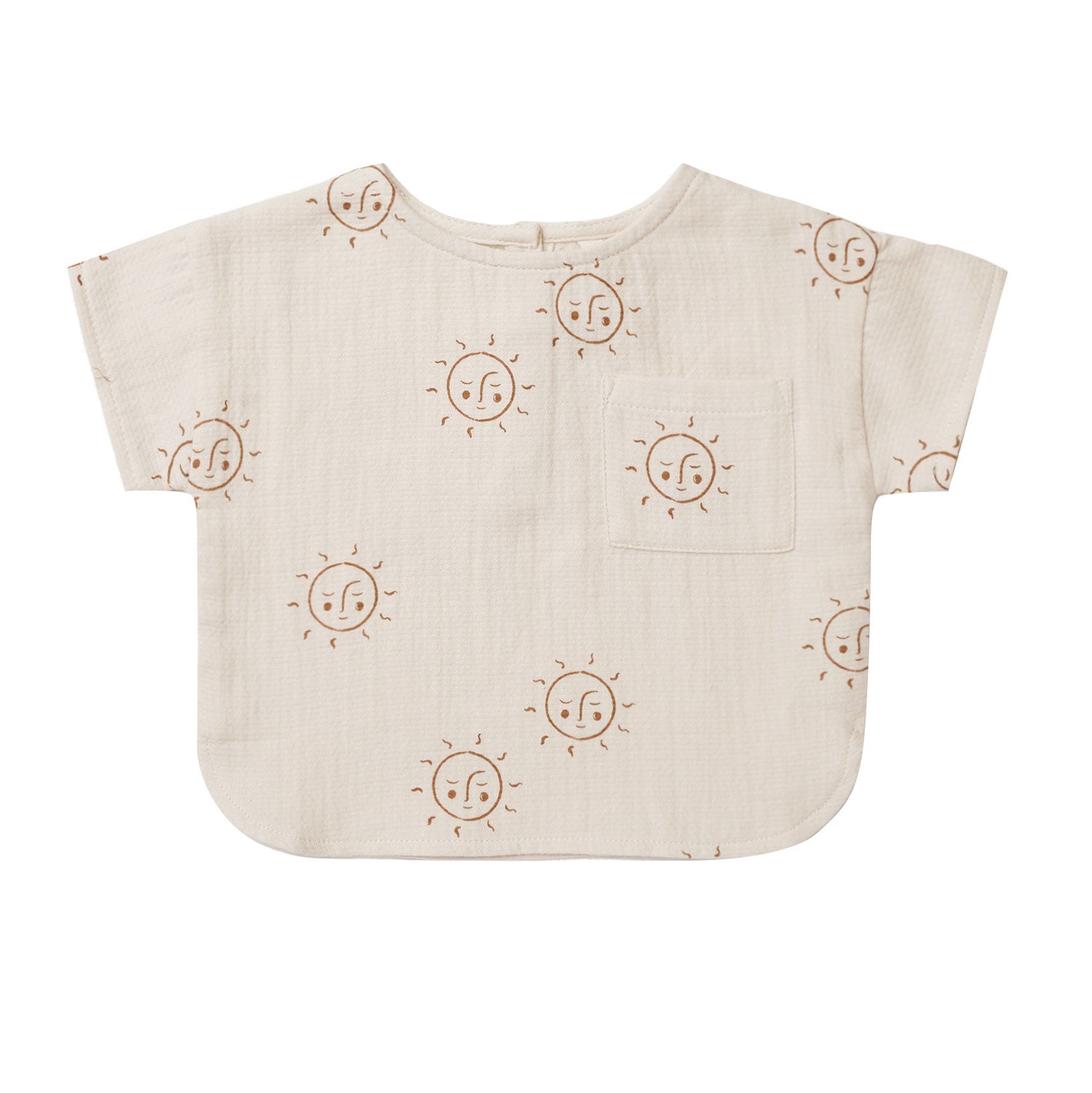 Quincy Mae Woven Boxy Top - Suns - Natural