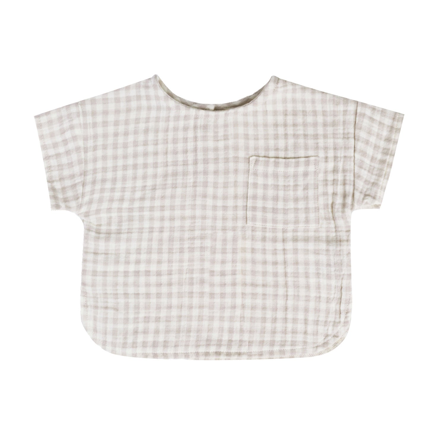 Quincy Mae Woven Boxy Top - Silver Gingham