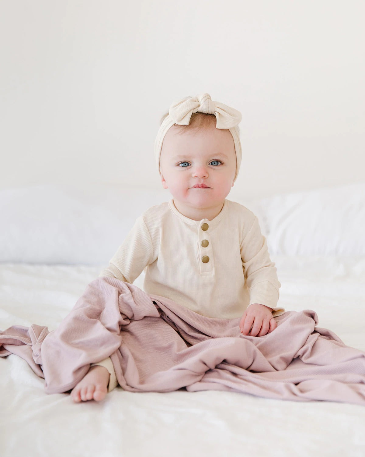 Baby Wrapped in Quinn St Ribbed Stretchy Swaddle - Blush