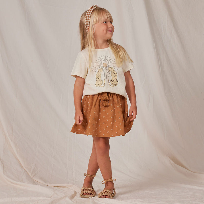 Little girl wears Rylee and Cru Basic Tee - Shine - Ivory 