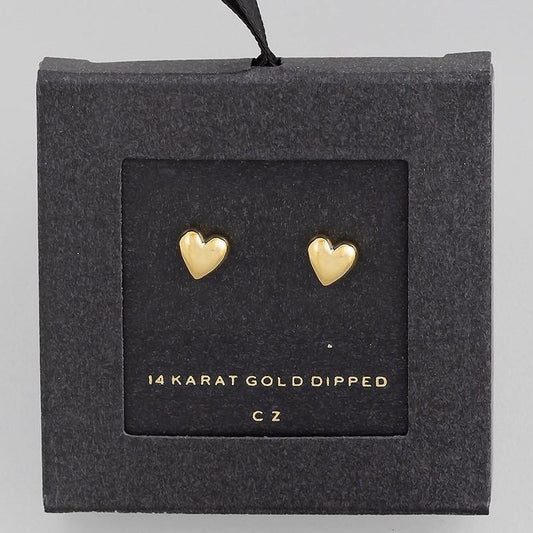 Fame Secret Box Mini Heart Post Stud Earrings - Gold