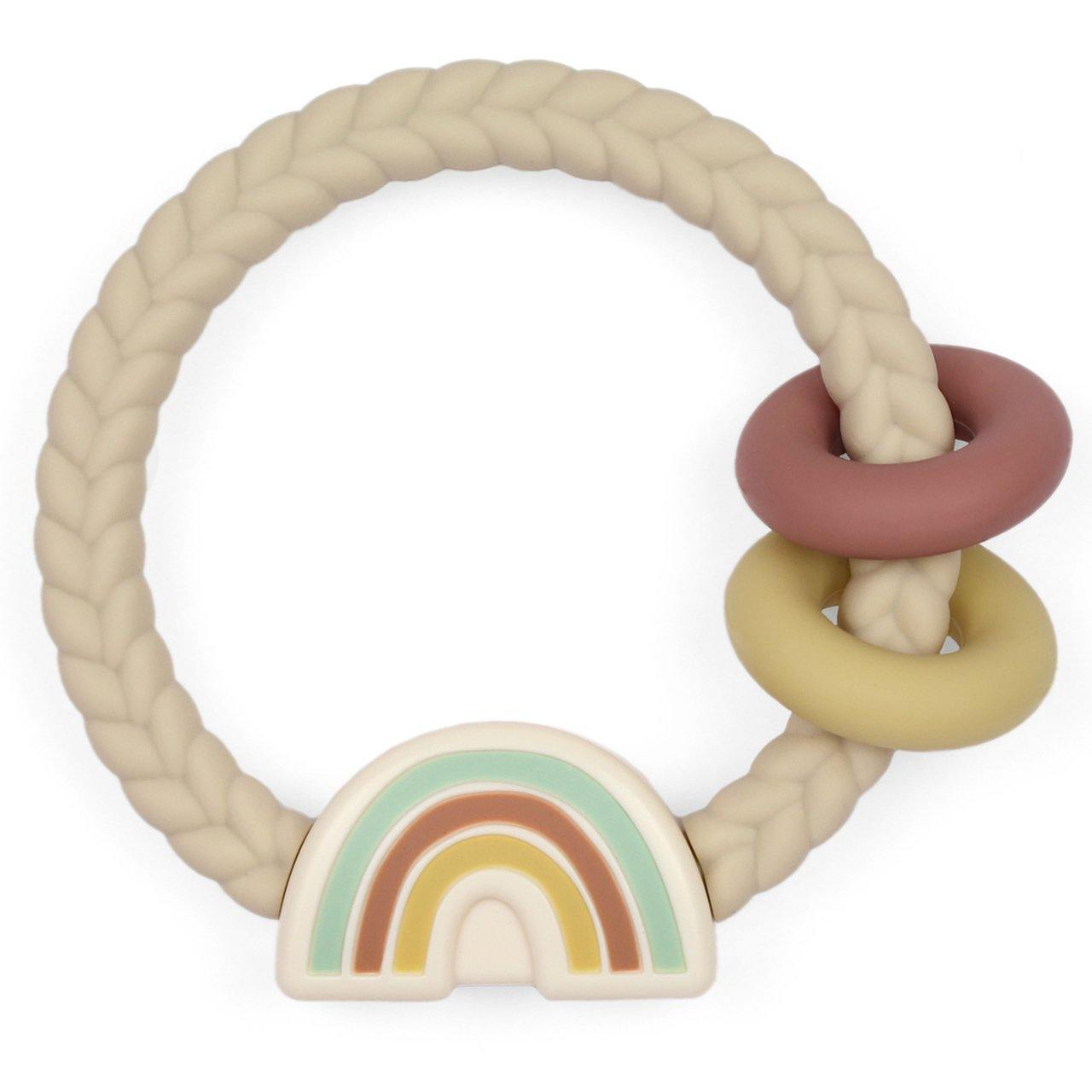 Itzy Ritzy Ritzy Rattle with Teething Rings - Neutral Rainbow