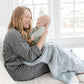 Mother and Baby with Saranoni Receiving Dream Blanket - Heather Blue