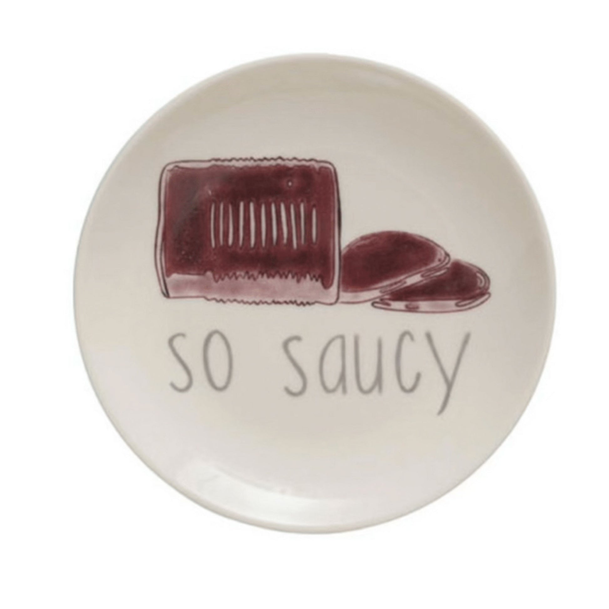 Creative Co-op Stoneware Plate with Thanksgiving Phrases - 5" - So Saucy