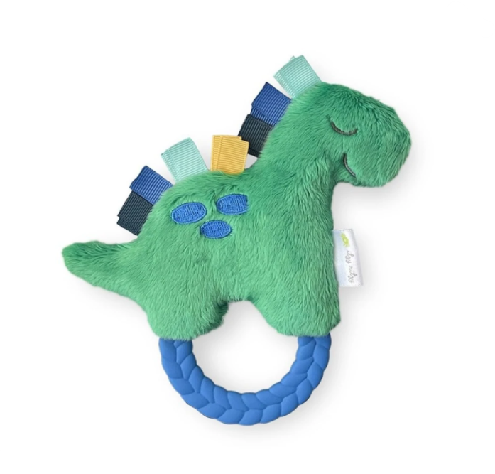 Itzy Ritzy Ritzy Rattle Pal - Plush Rattle Pal with Teether - Dino