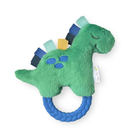 Itzy Ritzy Ritzy Rattle Pal - Plush Rattle Pal with Teether - Dino