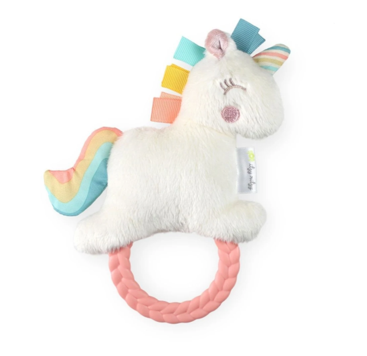 Itzy Ritzy Ritzy Rattle Pal - Plush Rattle Pal with Teether - Unicorn