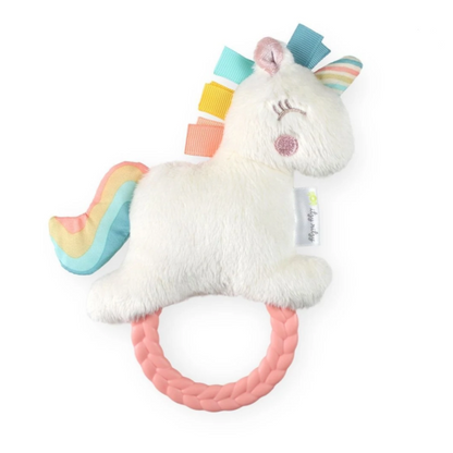 Itzy Ritzy Ritzy Rattle Pal - Plush Rattle Pal with Teether - Unicorn