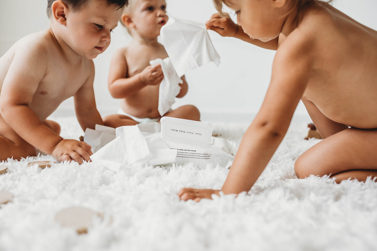 Toddlers using Parasol Co Clear+Pure Baby Wipes
