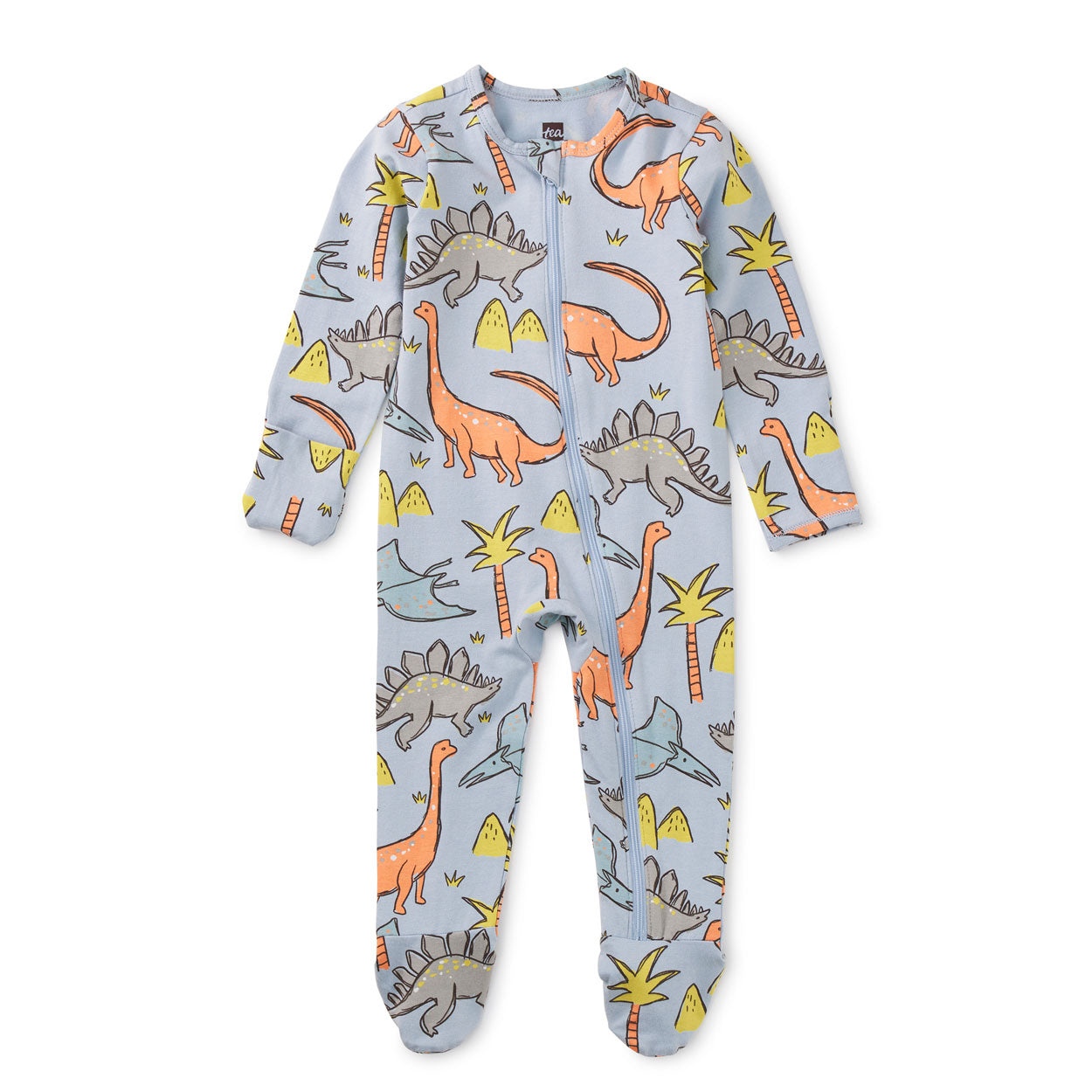 Tea Collection Footed Zip Front Baby Romper - Baby Dinos