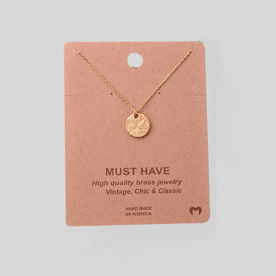 Fame Hammered Coin Pendant Necklace - Gold