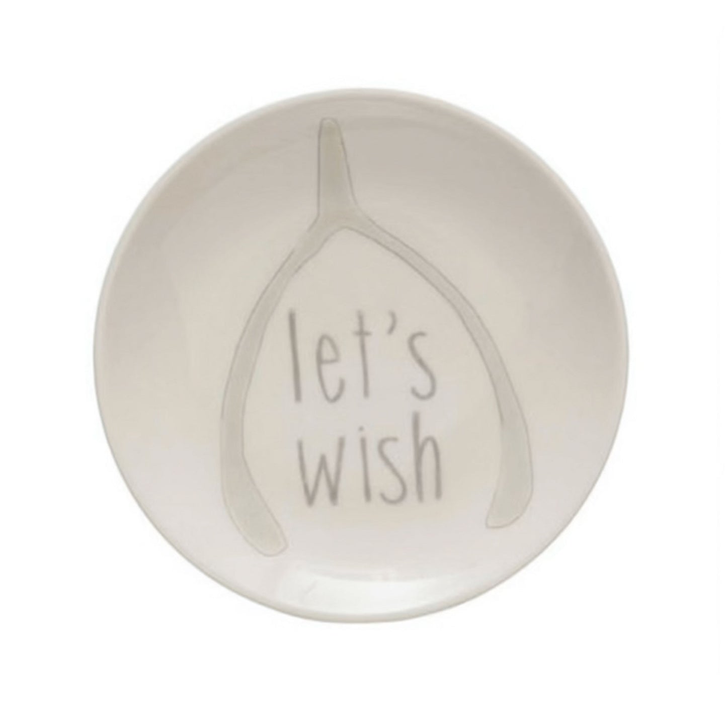 Creative Co-op Stoneware Plate with Thanksgiving Phrases - 5" - Let's Wish