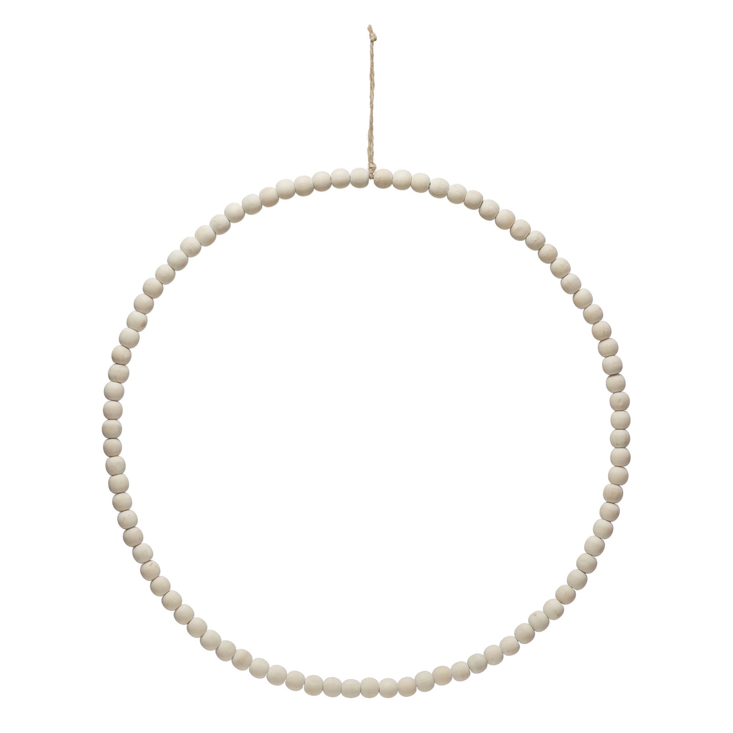 Creative Co-op Metal with Wood Beads Wreath - White 