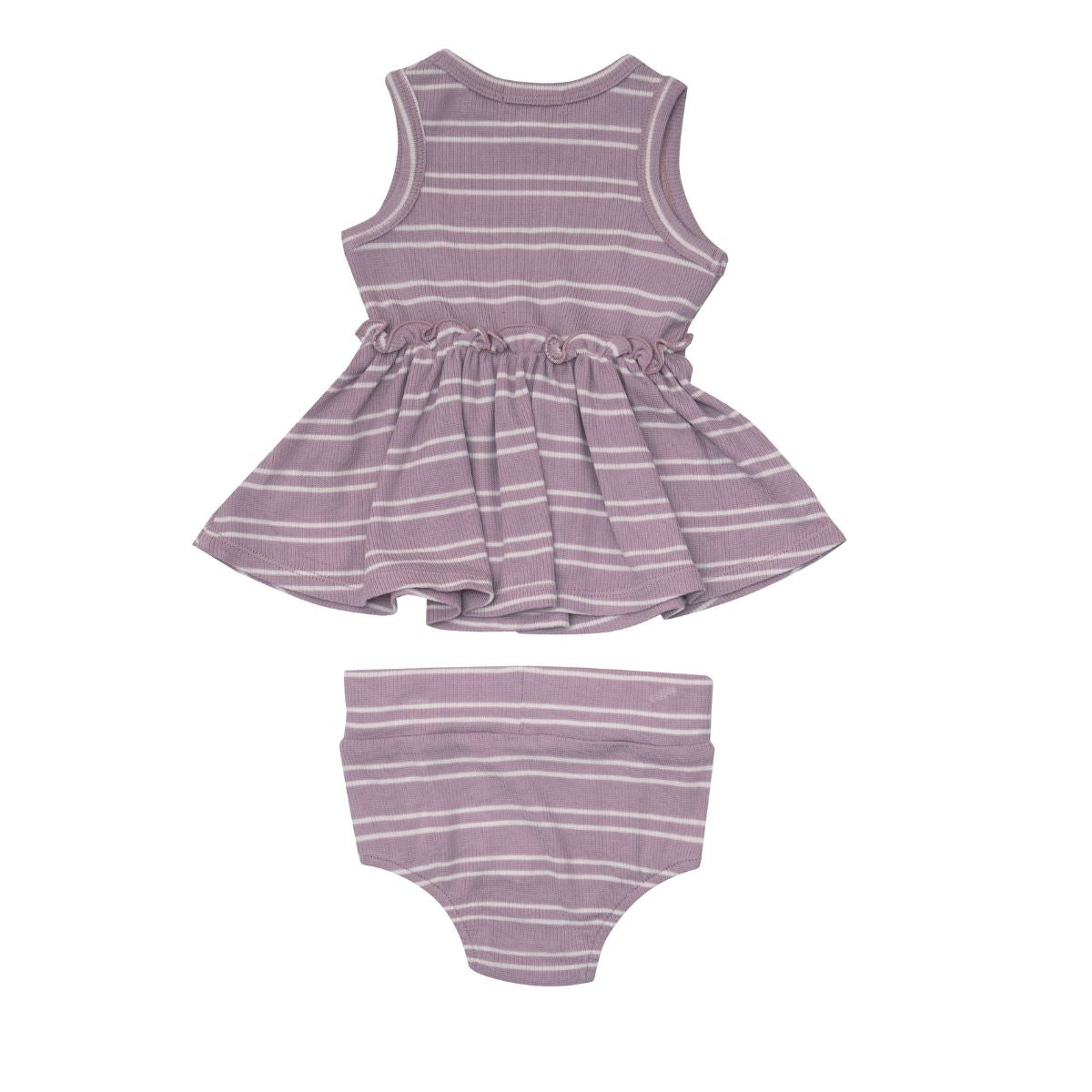 Angel Dear Ribbed Tank Dress & High Waist Bloomer - Lilac Stripe - Multi
