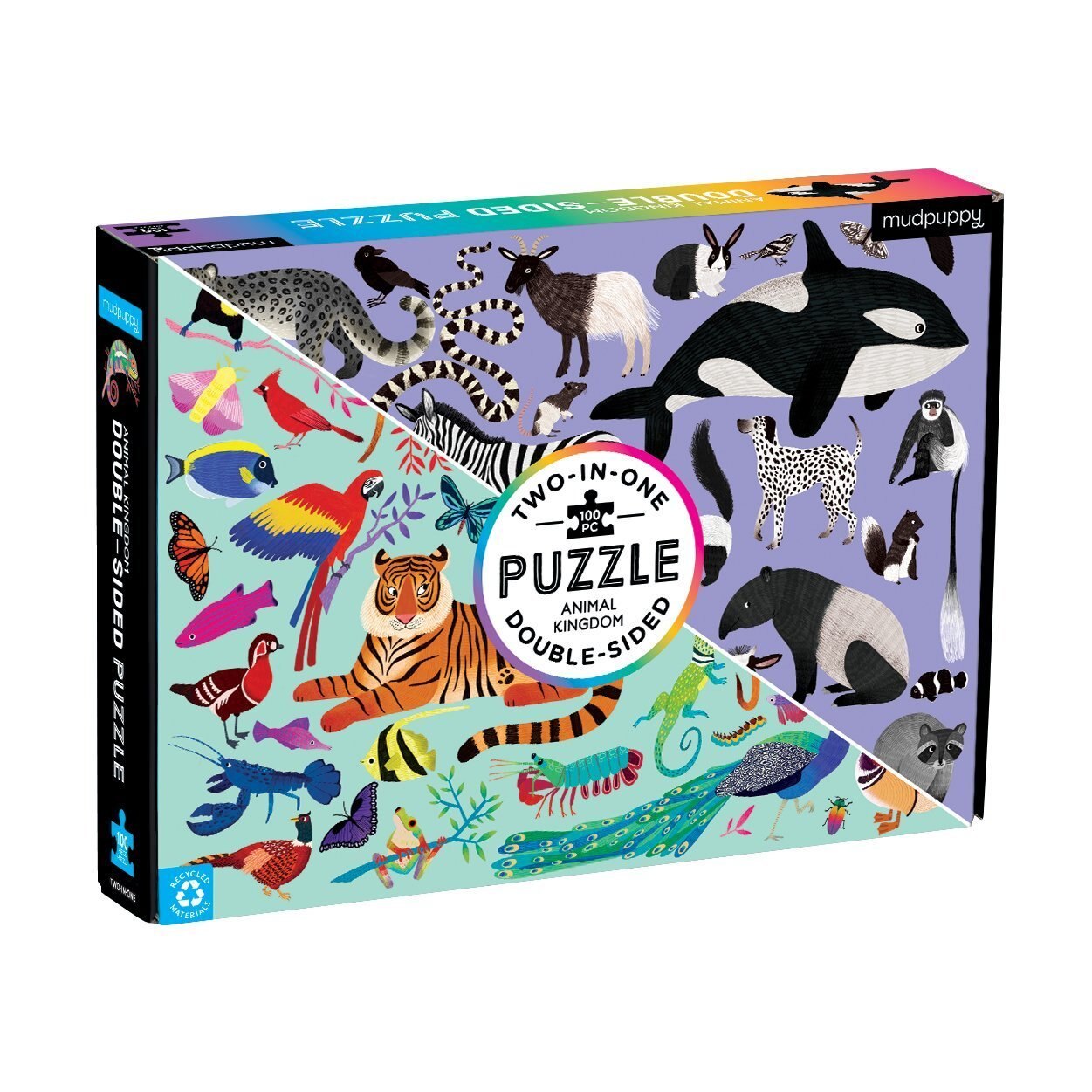 Mudpuppy Double-Sided Puzzle 100 Pieces - Animal Kingdom