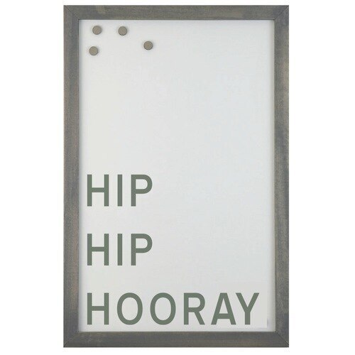 Petal Lane Magnet Board - Hip Hip Hooray - Gray Frame - 16x24