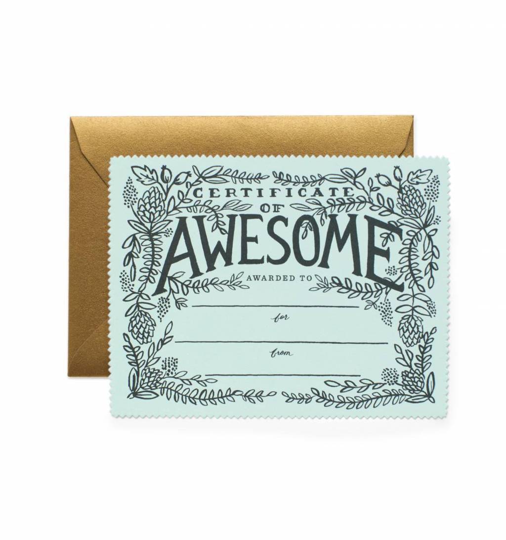 Rifle Paper Co Certificate of Awesome Card