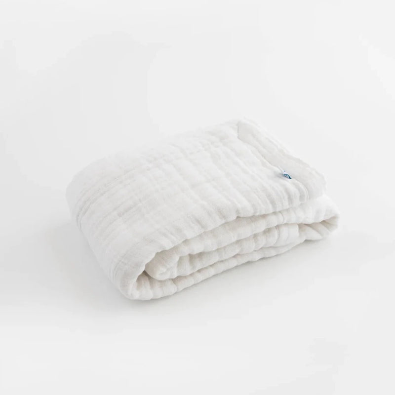 Little Unicorn Organic Cotton Muslin Baby Quilt - White folded
