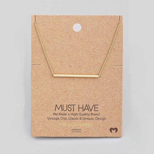 Fame Cylinder Bar Pendant Necklace - Gold