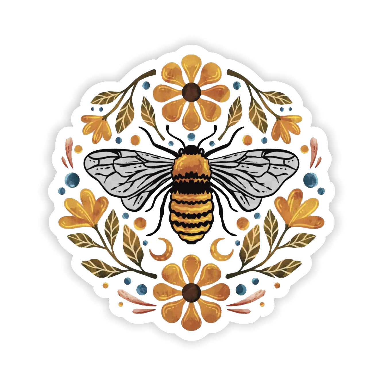 Big Moods Flowers and Bee Sticker - Multicolor - White Background