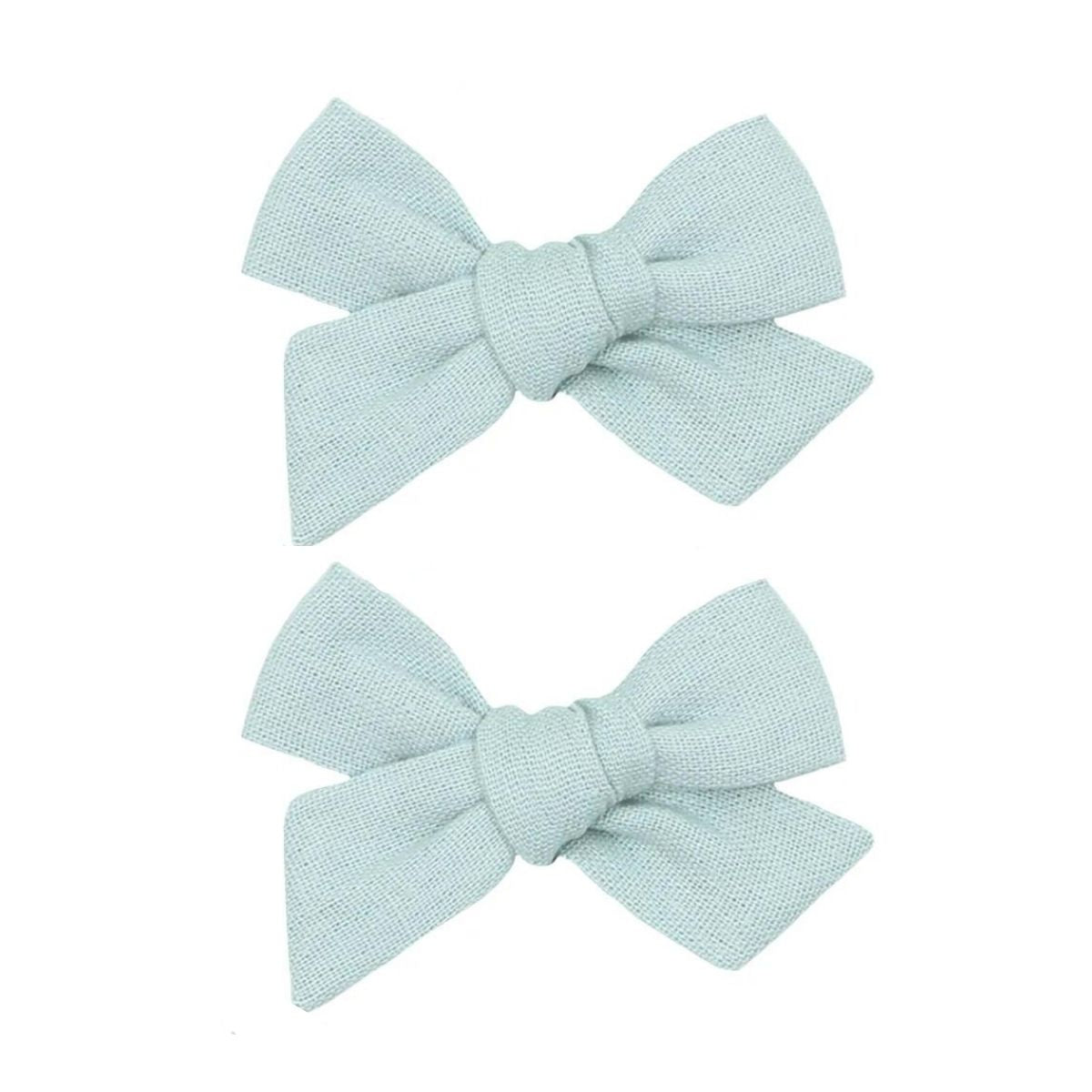 Lou Lou and Company Linen Bow Clip - Pigtail Set - Small - Mist