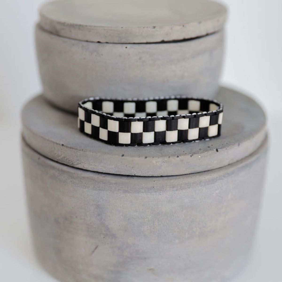 Simply Peri Checkered Bracelet - Black + Cream
