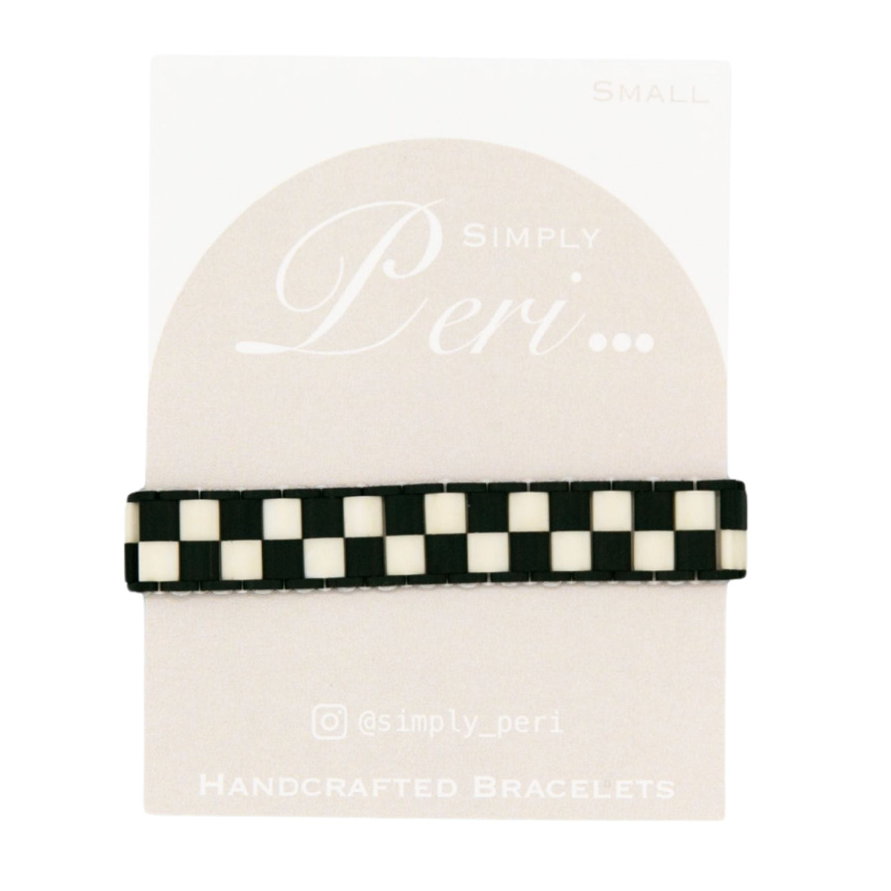 Simply Peri Checkered Bracelet - Black + Cream