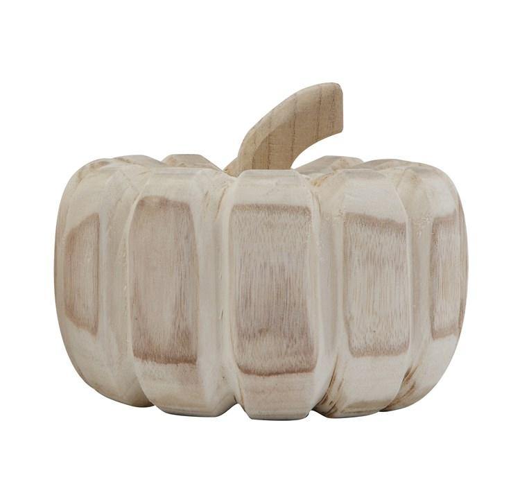 Creative Co-op Carved Paulowina Wood Pumpkin