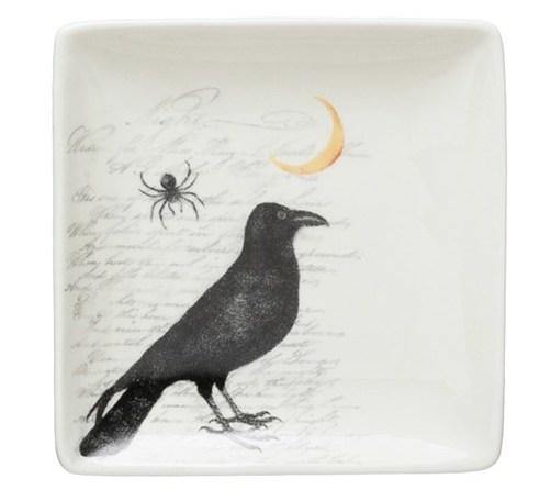 Creative Co-op Halloween Square Stoneware Plate - 5" - Raven