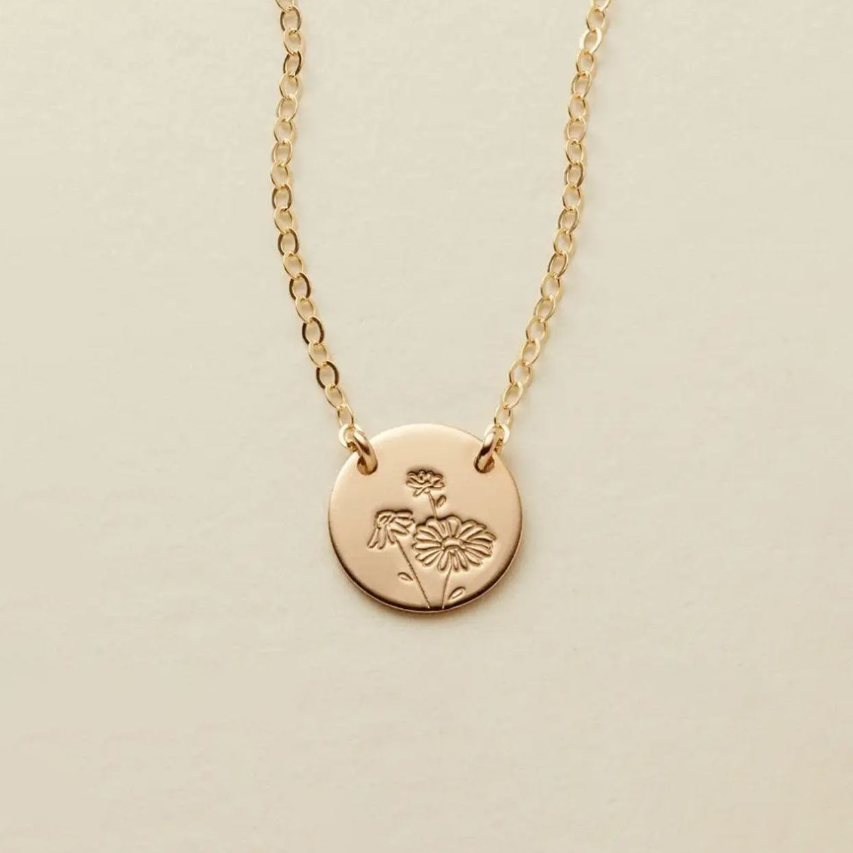 Made by Mary Gold Filled Mini Zola Disc Necklace - April / Daisy