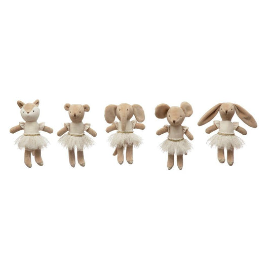 Creative Co-op Plush Ballerina Mini Animal Doll