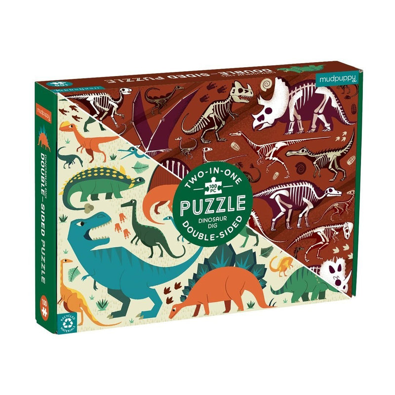 Mudpuppy Dinosaur Dig Double-Sided Puzzle 100pc