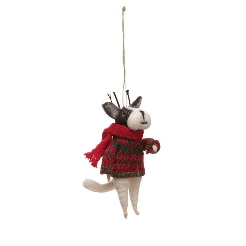 Creative Co-op Wool Felt Dog Ornament - Scarf and Sweater
