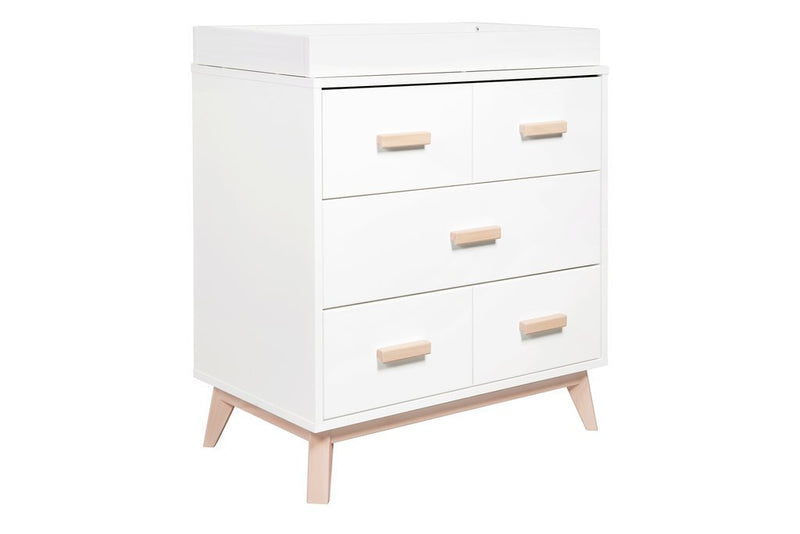 Babyletto Scoot 3-Drawer Changer Dresser with Removable Changing Tray - White/Washed Natural