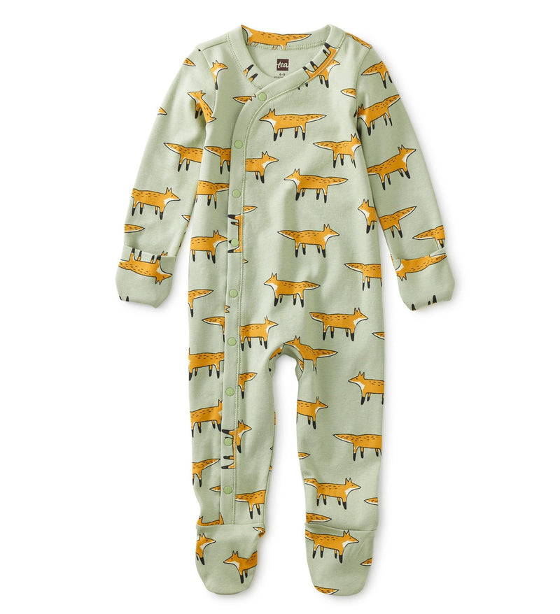 Tea Collection Footed Baby Romper - Fancy Foxes