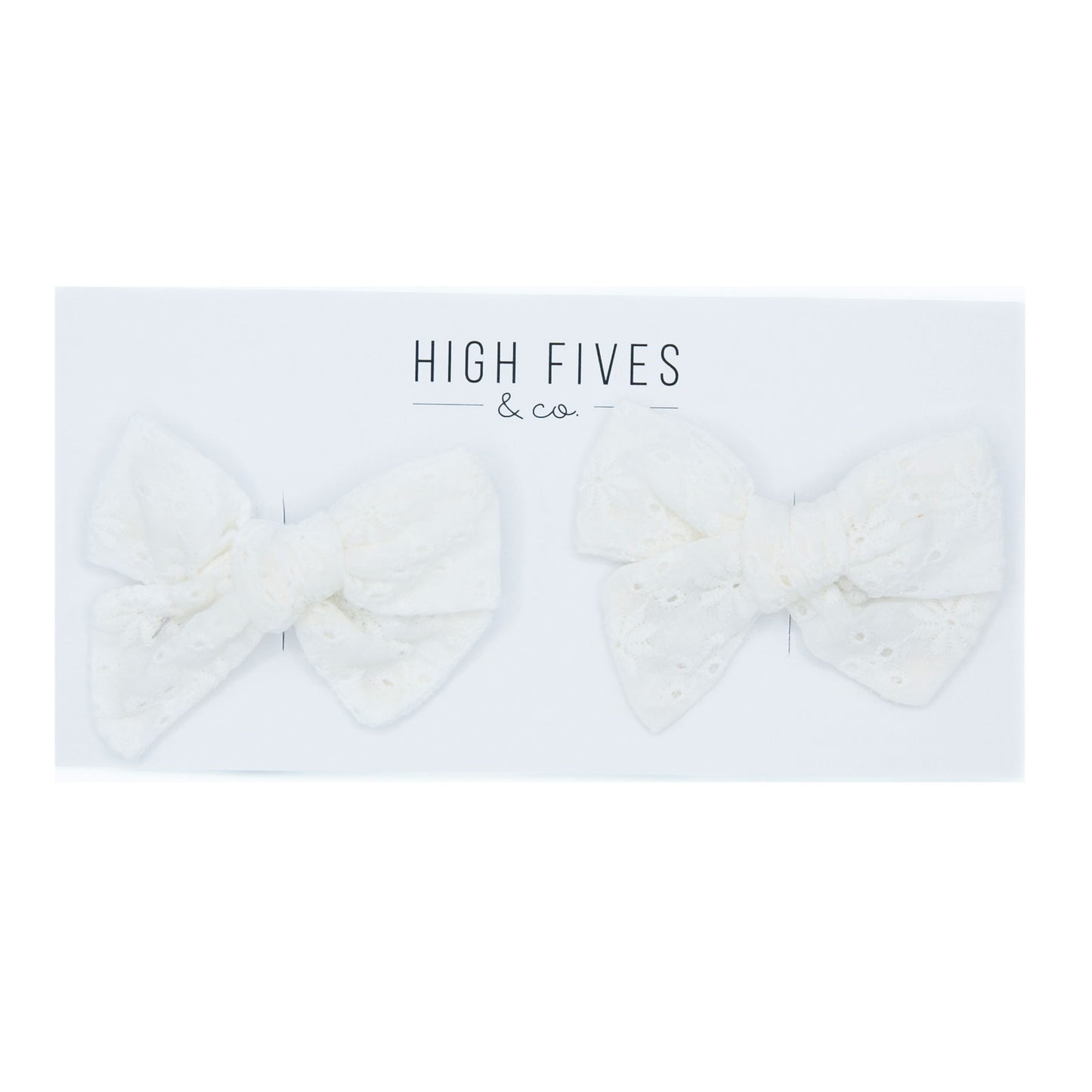 High Fives Eyelet Bow Clips - Piggy Set - White