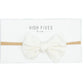 High Fives Ribbed Knitted Bow Nylon Headband - White Sparkle