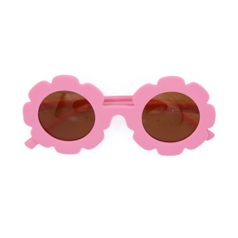 The Baby Cubby Kids' Flower Sunglasses - Hot pink with Brown Lenses