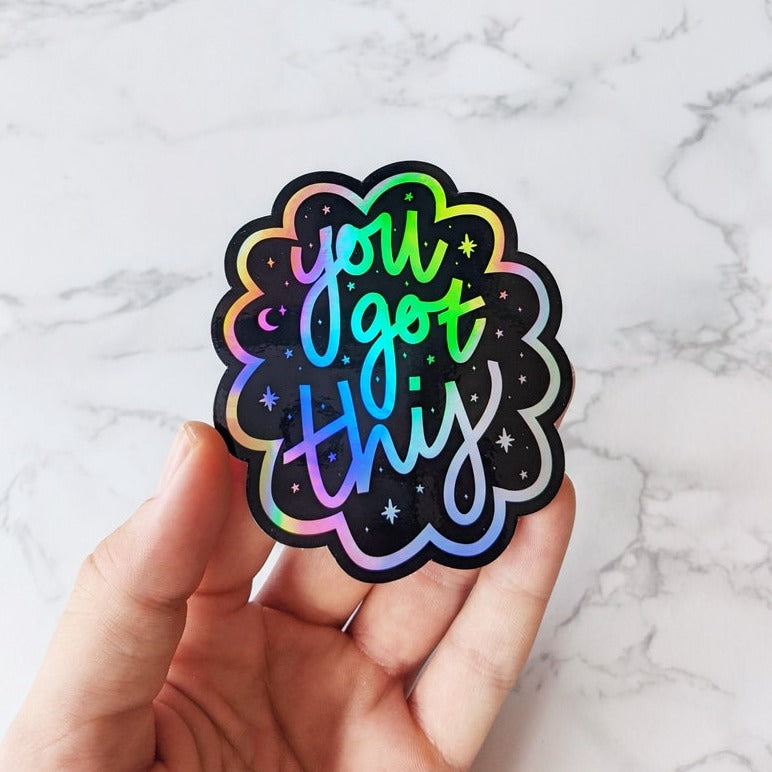 Color Oasis Hawaii You Got This Holographic Sticker - Black