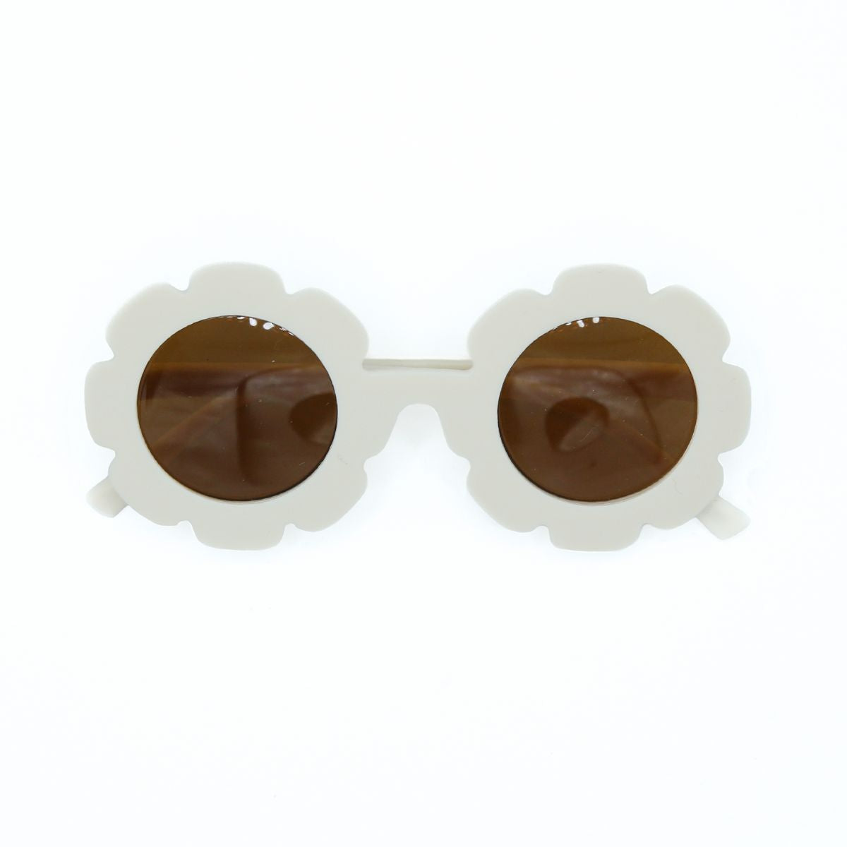The Baby Cubby Kids' Flower Sunglasses - Ivory with Brown Lenses