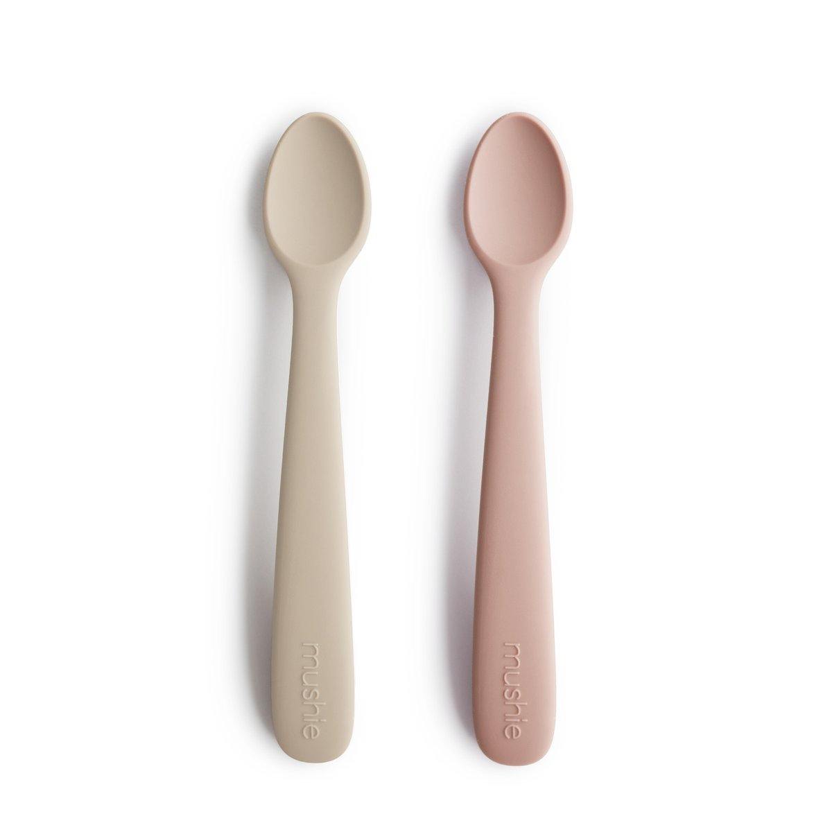 Mushie Silicone Feeding Spoons - 2 Pack - Blush / Shifting Sand