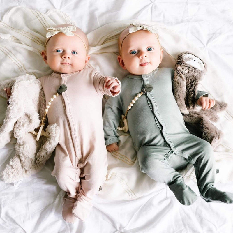 Baby wearing Kyte BABY Snap Footie - Sage