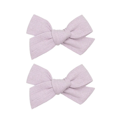 Lou Lou and Company Linen Bow Clip - Pigtail Set - Small - Lavender