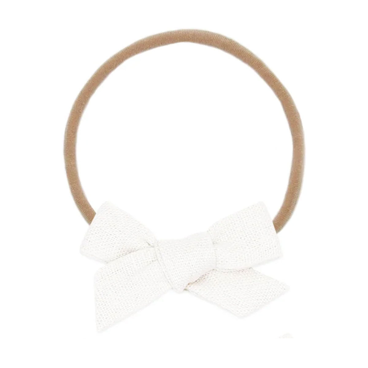 Lou Lou and Company Linen Bow Headband - Small - White