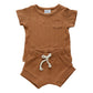 Mebie Baby Organic Cotton Ribbed Short Set - Rust