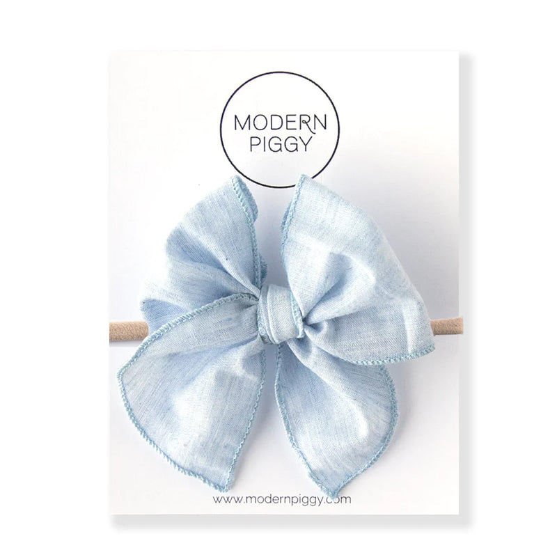 Modern Piggy Petite Party Bow - Nylon Headband - Bluebell