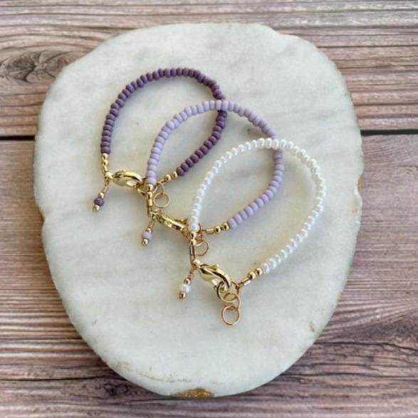 Quill and Goose 14K Bracelet Stack of 3 - Lavender Ombre