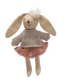 Creative Co-op Cotton Linen Mini Animal Doll - Bunny