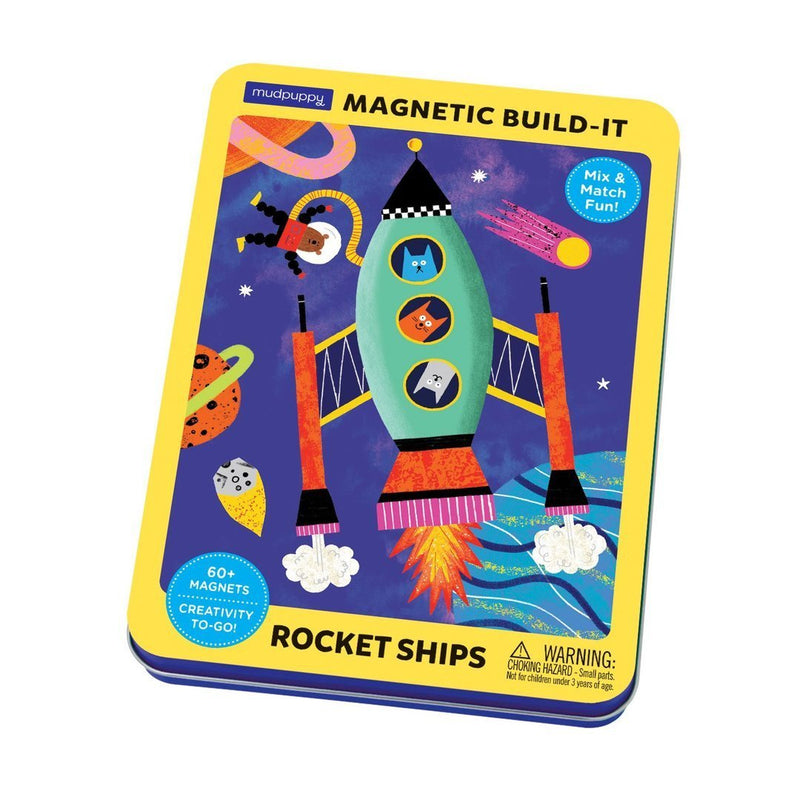 Mudpuppy Magnetic Build-It Tin - Rocket Ships
