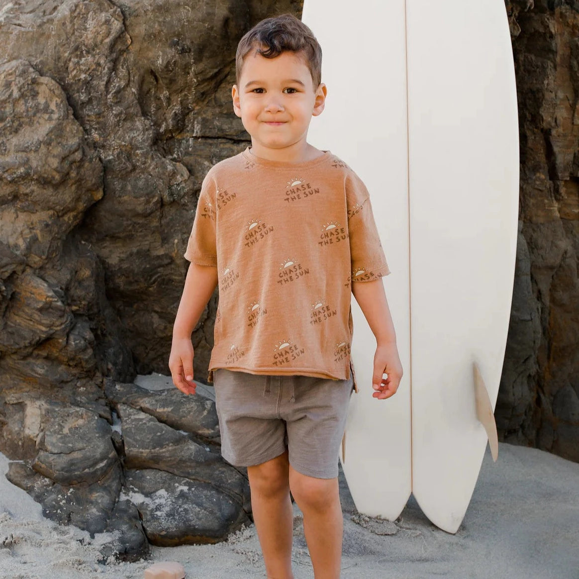 Rylee and Cru Raw Edge T-Shirt - Chase the Sun - Camel